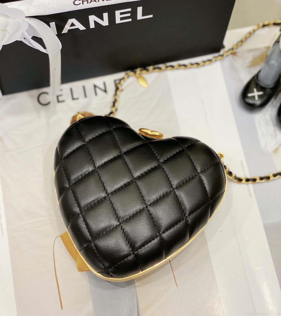 Chanel AS4027 Heart Minaudiere Lambskin Black
