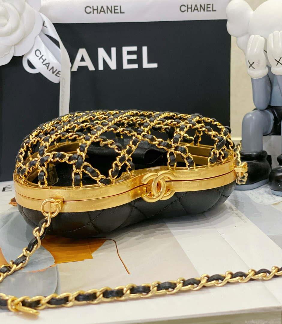 Chanel AS4027 Heart Minaudiere Lambskin Black