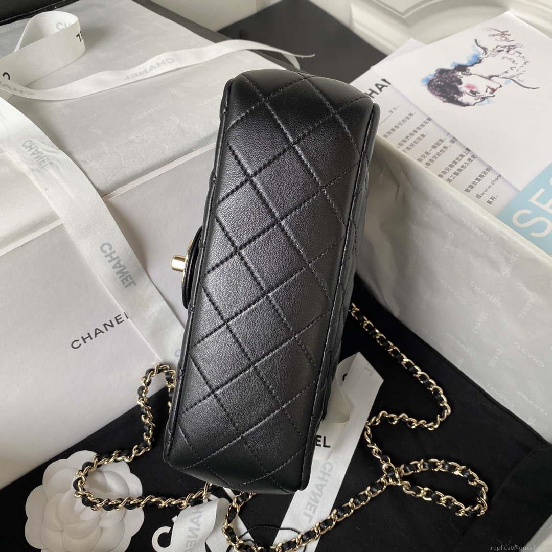 Chanel AS4141 Camellia Embossed With top Handle Bag Black