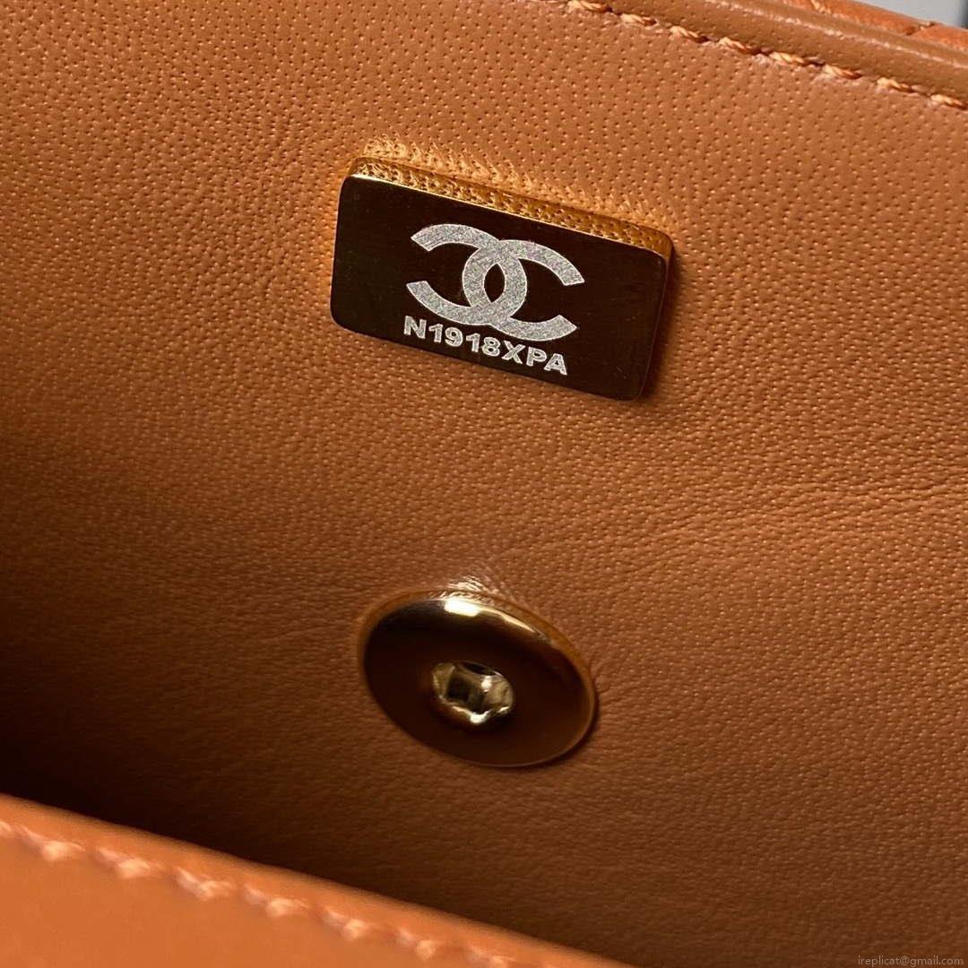 Chanel AS4141 Camellia Embossed With top Handle Bag Caramel