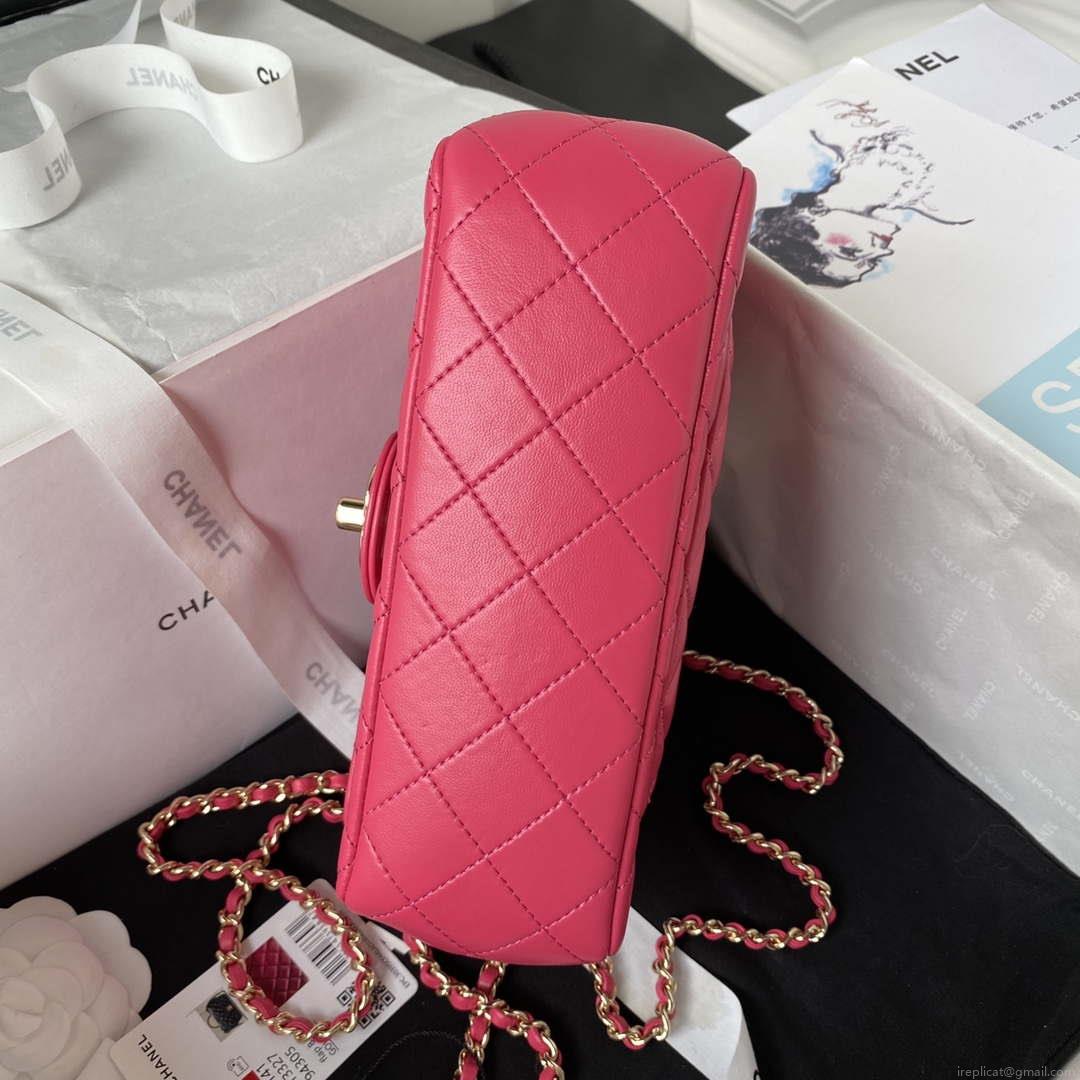 Chanel AS4141 Camellia Embossed With top Handle Bag Rose Red