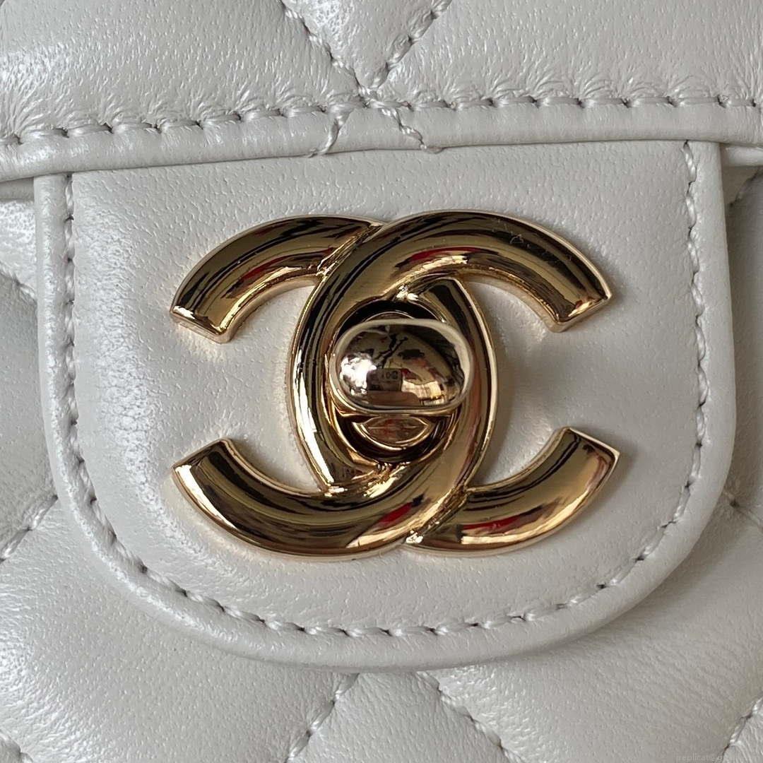 Chanel AS4141 Camellia Embossed With top Handle Bag White