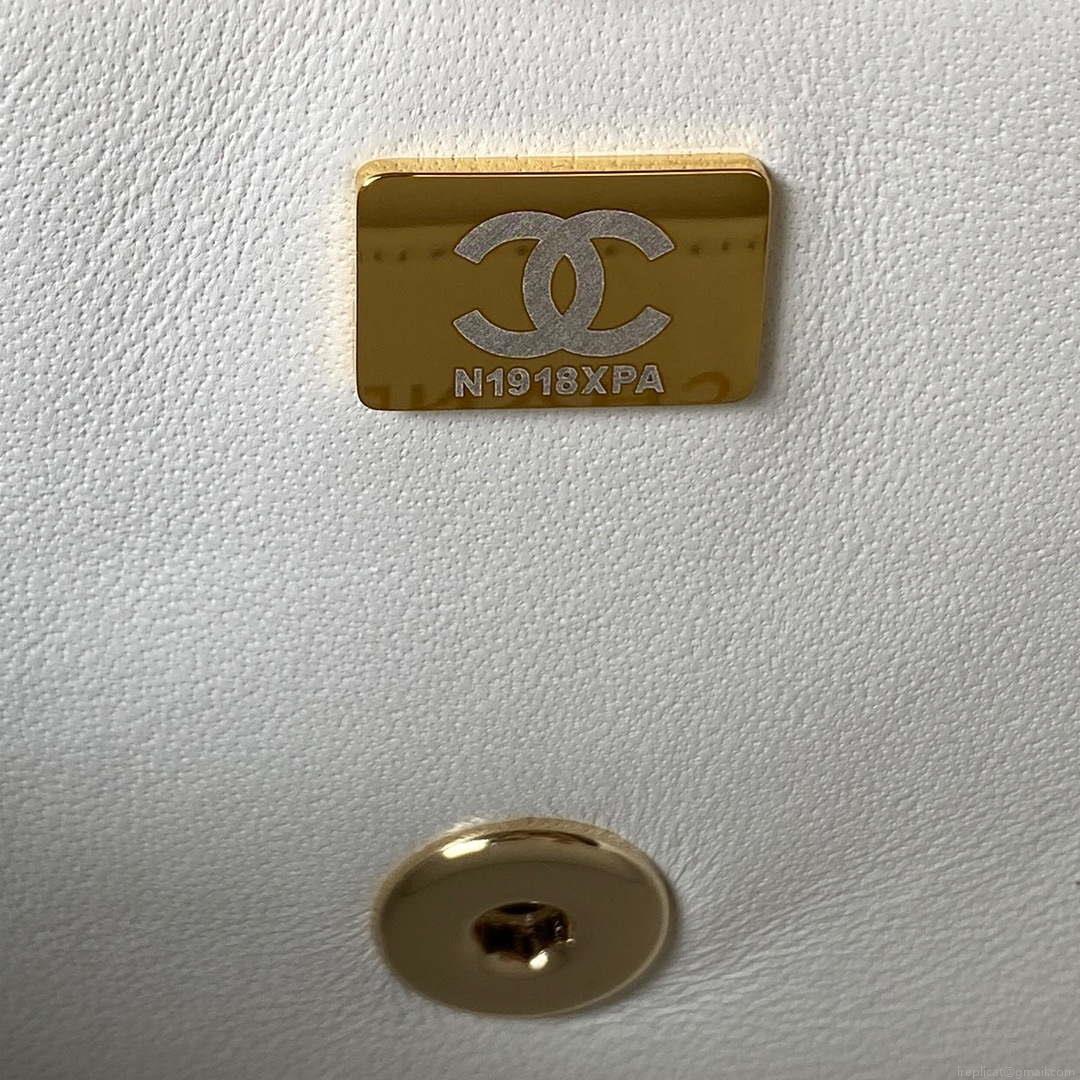 Chanel AS4141 Camellia Embossed With top Handle Bag White