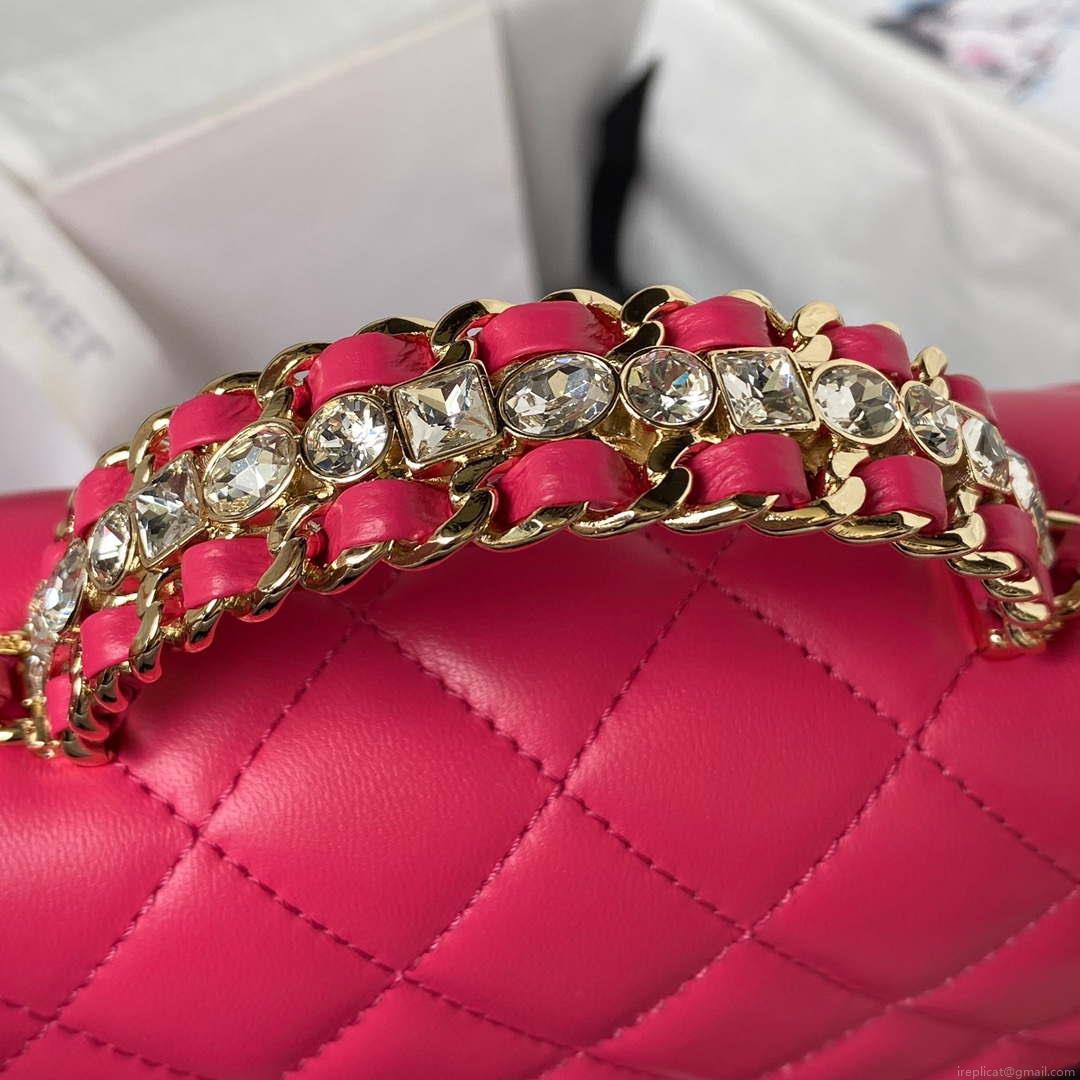 Chanel AS4140 Camellia Embossed With top Handle Bag Rose red