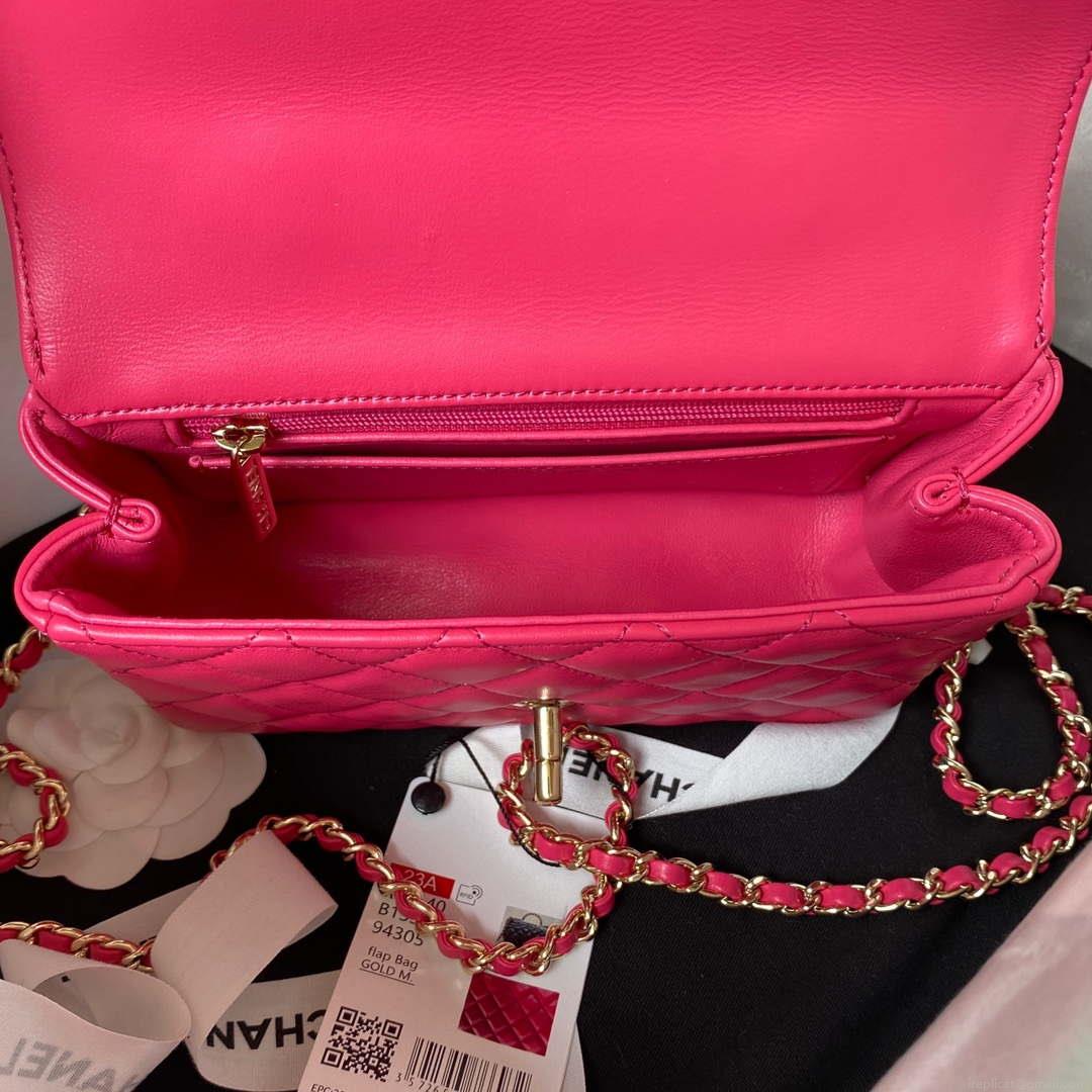 Chanel AS4140 Camellia Embossed With top Handle Bag Rose red