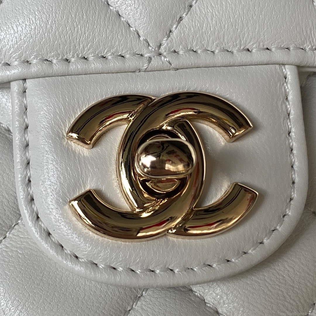 Chanel AS4140 Camellia Embossed With top Handle Bag White