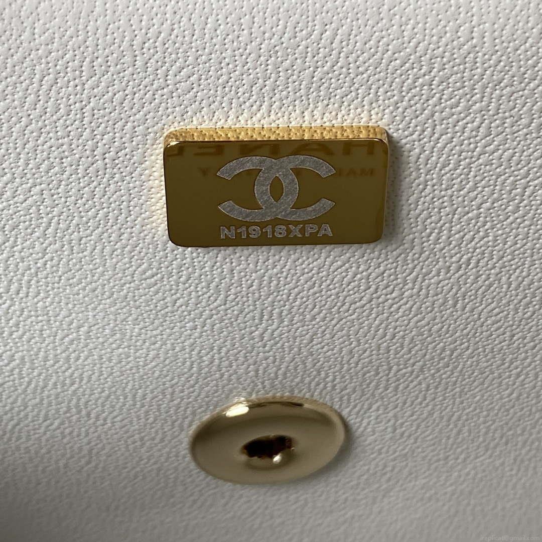 Chanel AS4140 Camellia Embossed With top Handle Bag White