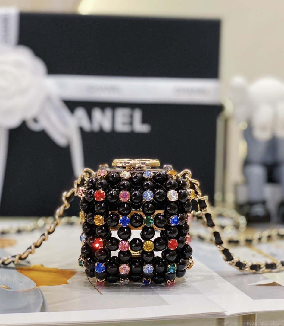 Chanel AS3769 MINI EVENING Bag Imitation Pearls Black & Multicolor