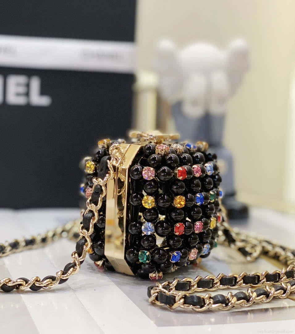 Chanel AS3769 MINI EVENING Bag Imitation Pearls Black & Multicolor