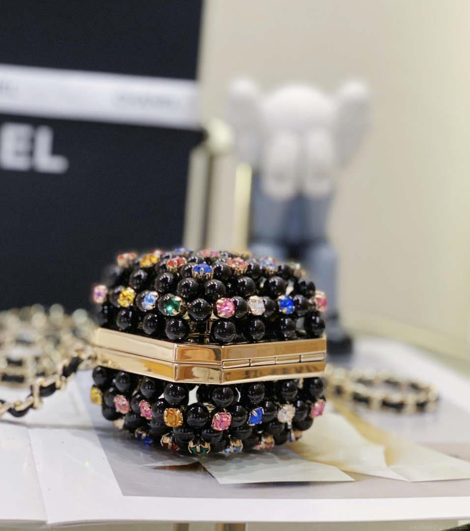 Chanel AS3769 MINI EVENING Bag Imitation Pearls Black & Multicolor