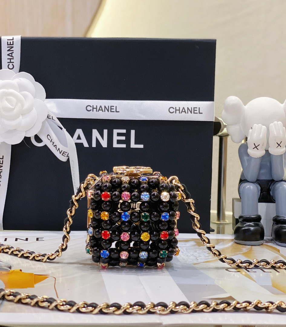 Chanel AS3769 MINI EVENING Bag Imitation Pearls Black & Multicolor