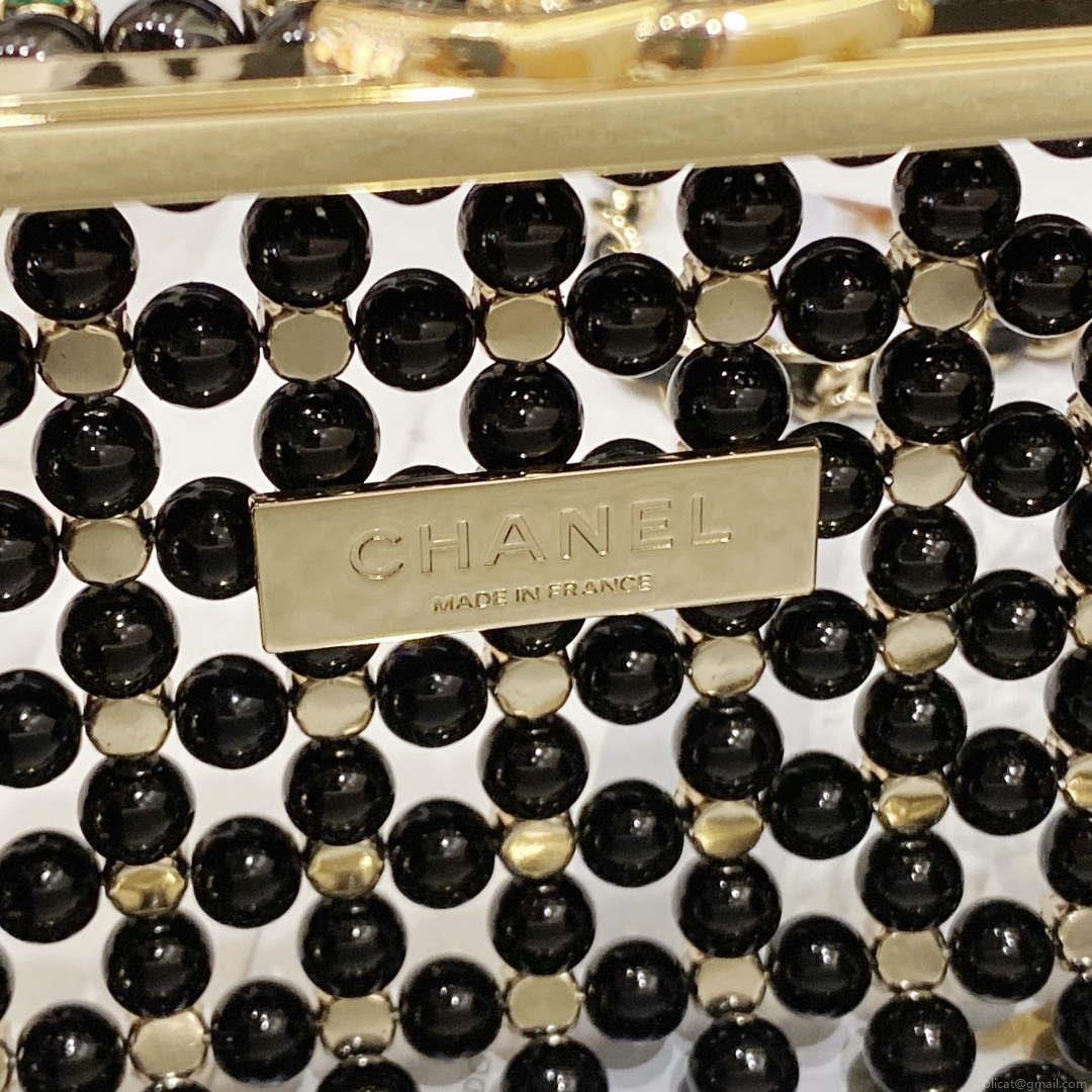 Chanel AS3771 EVENING Bag Glass Pearls & Gold-Tone Metal Black & Multicolor