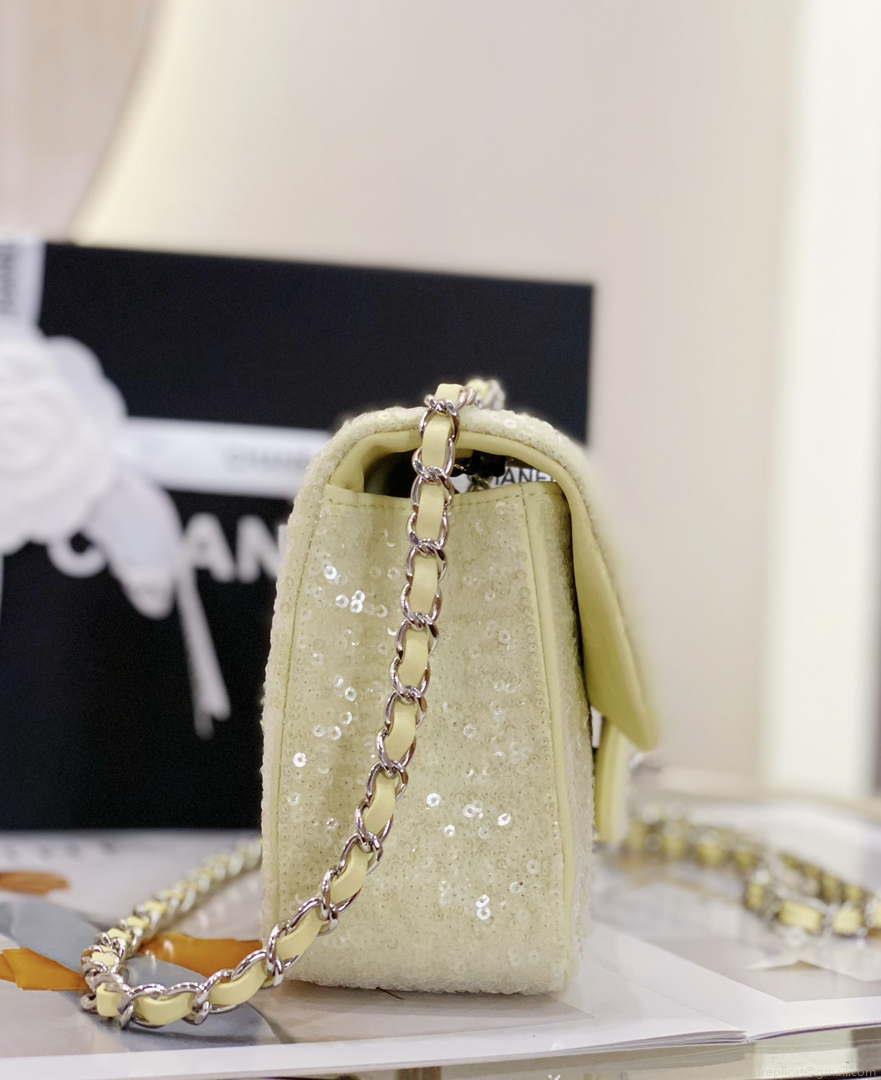 Chanel AS1116 Samll Flap sequin bag sparkling bingbing 20cm Beige