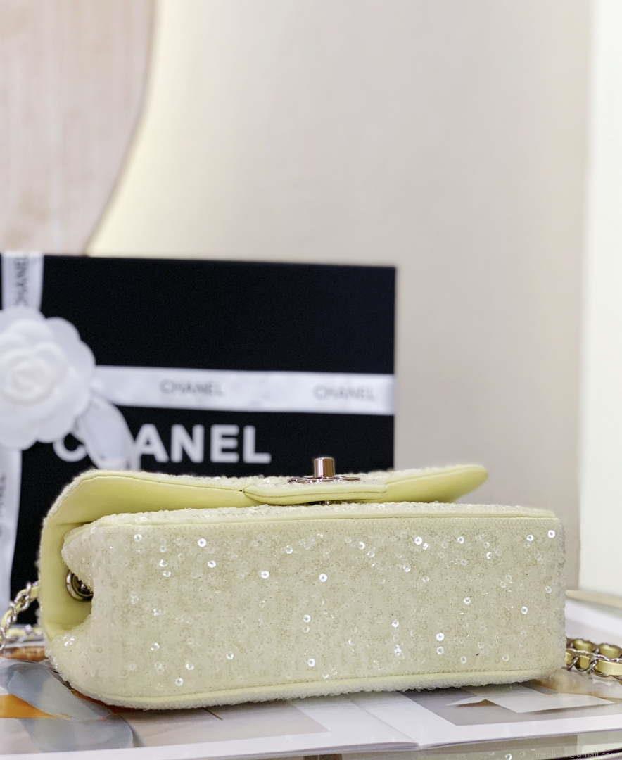 Chanel AS1116 Samll Flap sequin bag sparkling bingbing 20cm Beige