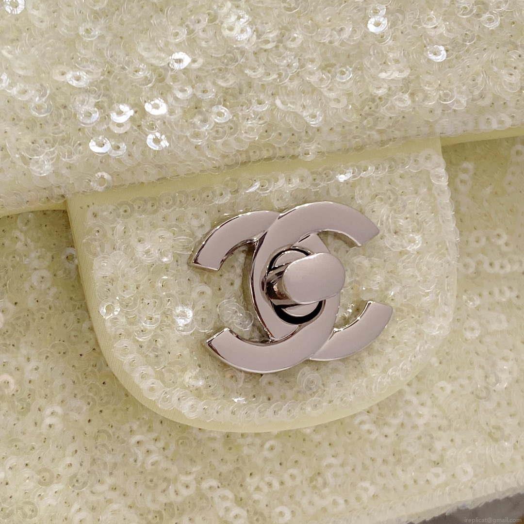 Chanel AS1116 Samll Flap sequin bag sparkling bingbing 20cm Beige