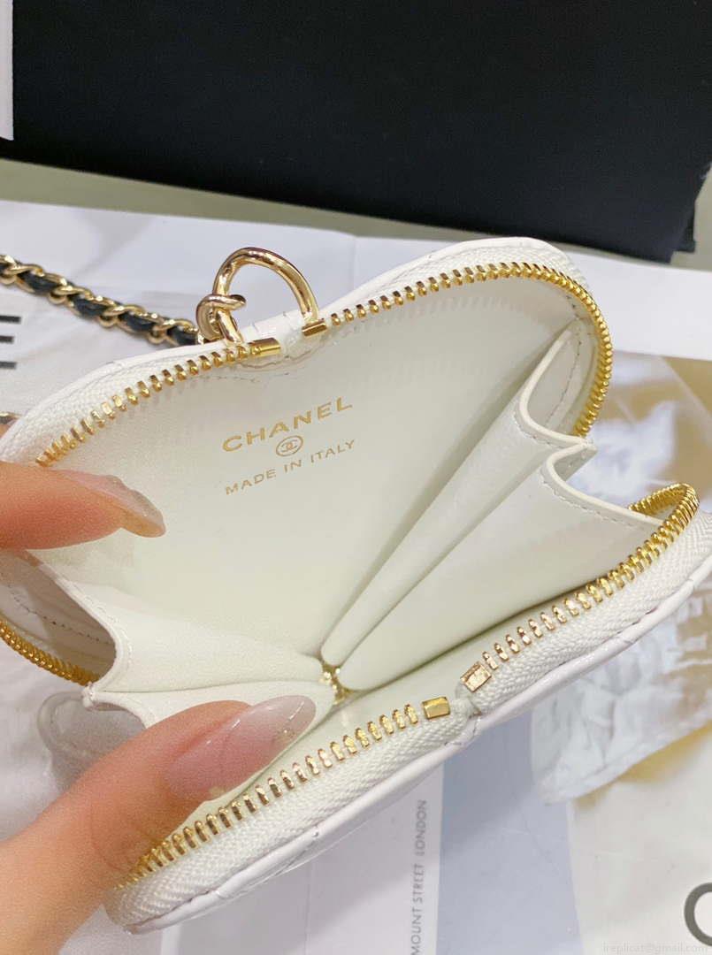 Chanel AS3295 Heart Clutch with Chain Lambskin Gold-Tone Metal Black and White