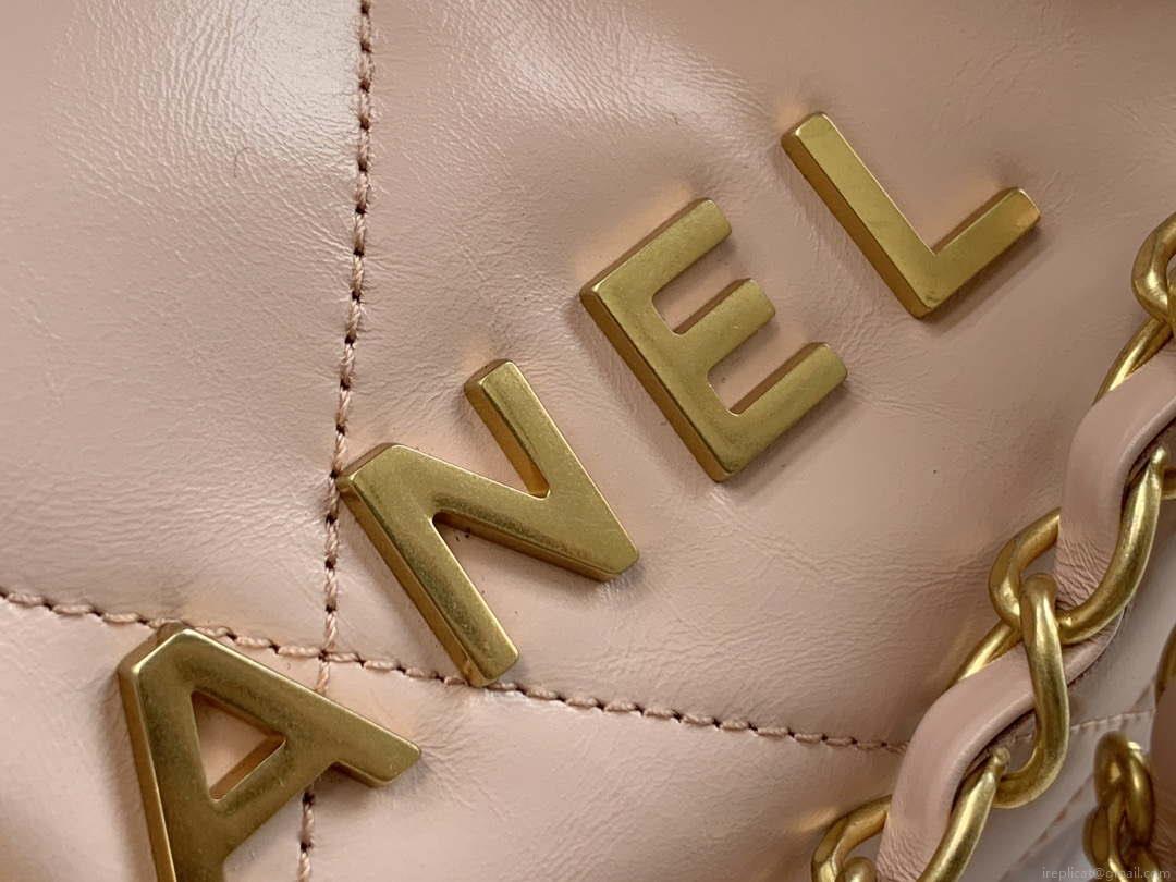 Chanel 22 AS3260 Small Handbag Shiny Calfskin Pink