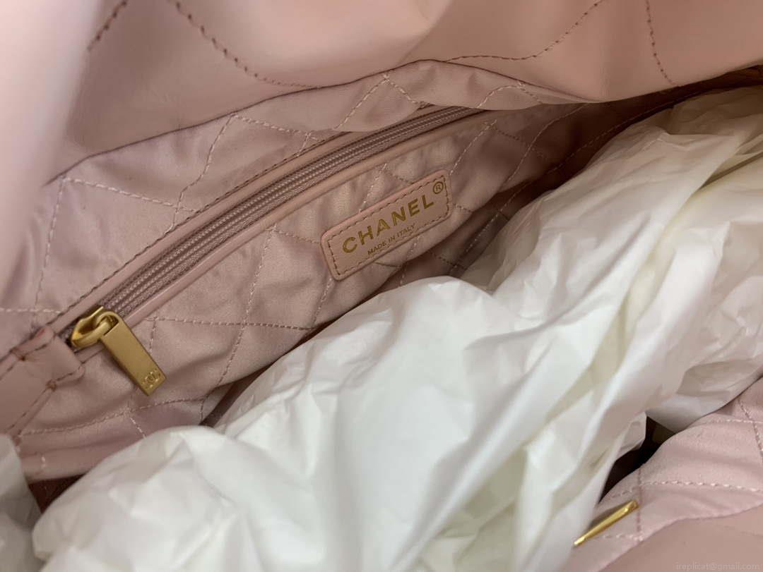 Chanel 22 AS3260 Small Handbag Shiny Calfskin Pink