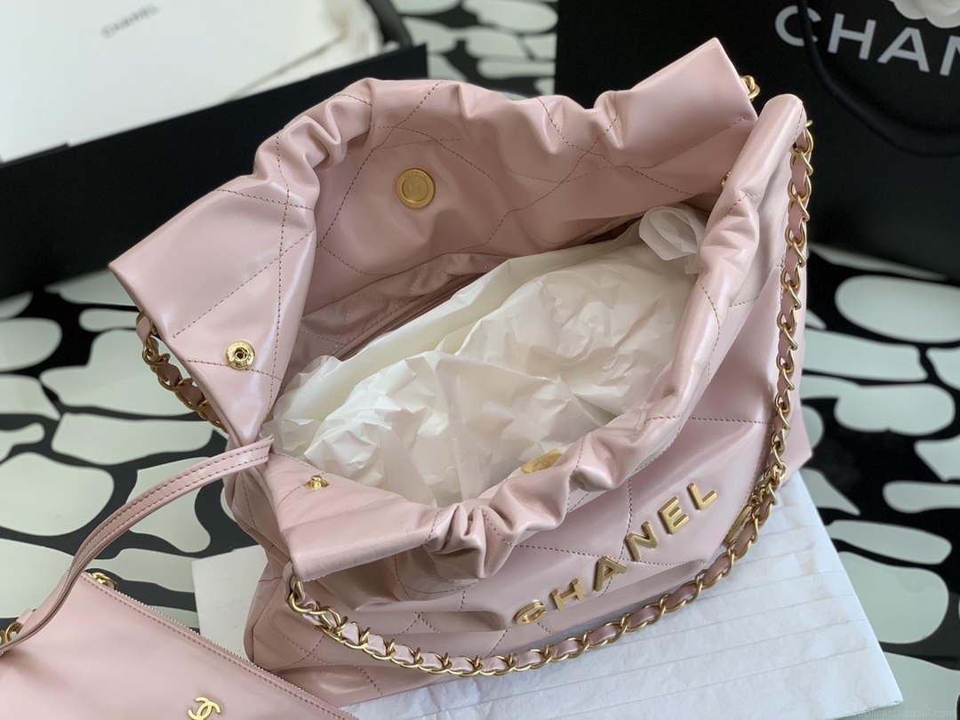 Chanel 22 AS3260 Small Handbag Shiny Calfskin Pink