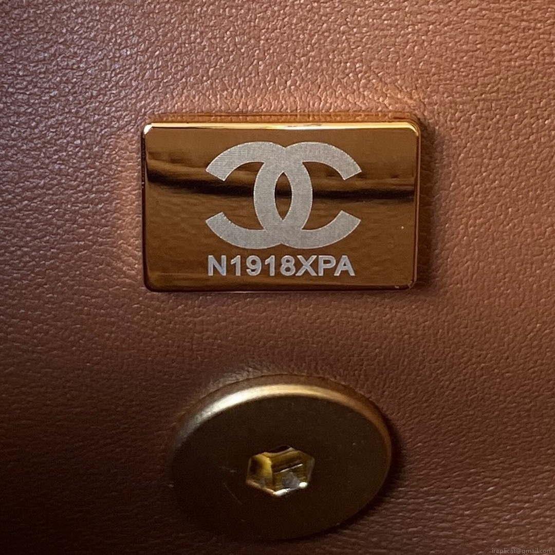 Chanel AS4165 Mini Flap Bag Lambskin Wenge Wood & Gold-Tone Metal Light Brown