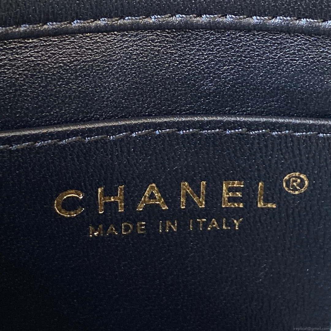 Chanel AS4165 Mini Flap Bag Lambskin Wenge Wood & Gold-Tone Metal Black