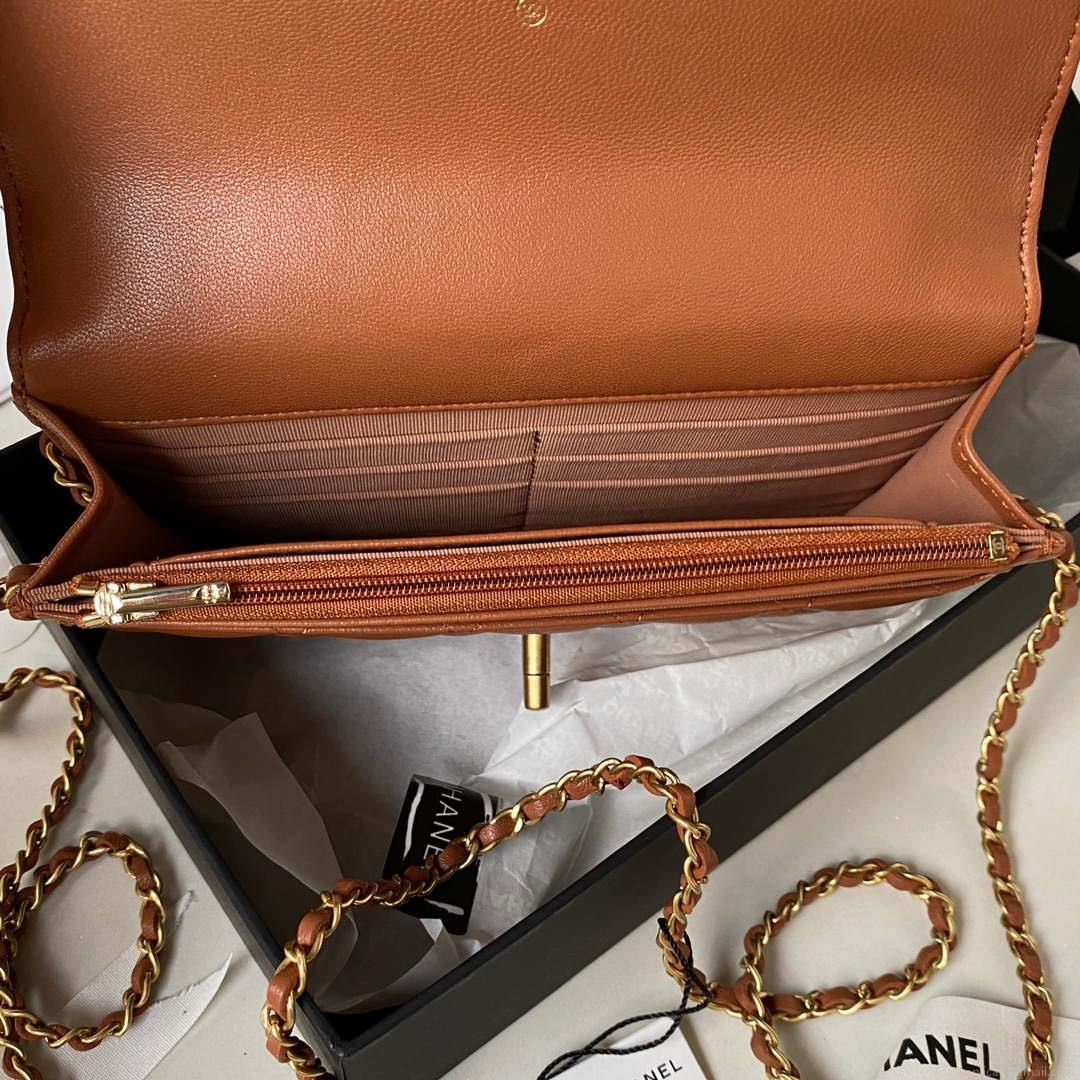 Chanel AP3424 Woc Mini Flap Bag Lambskin Caramel