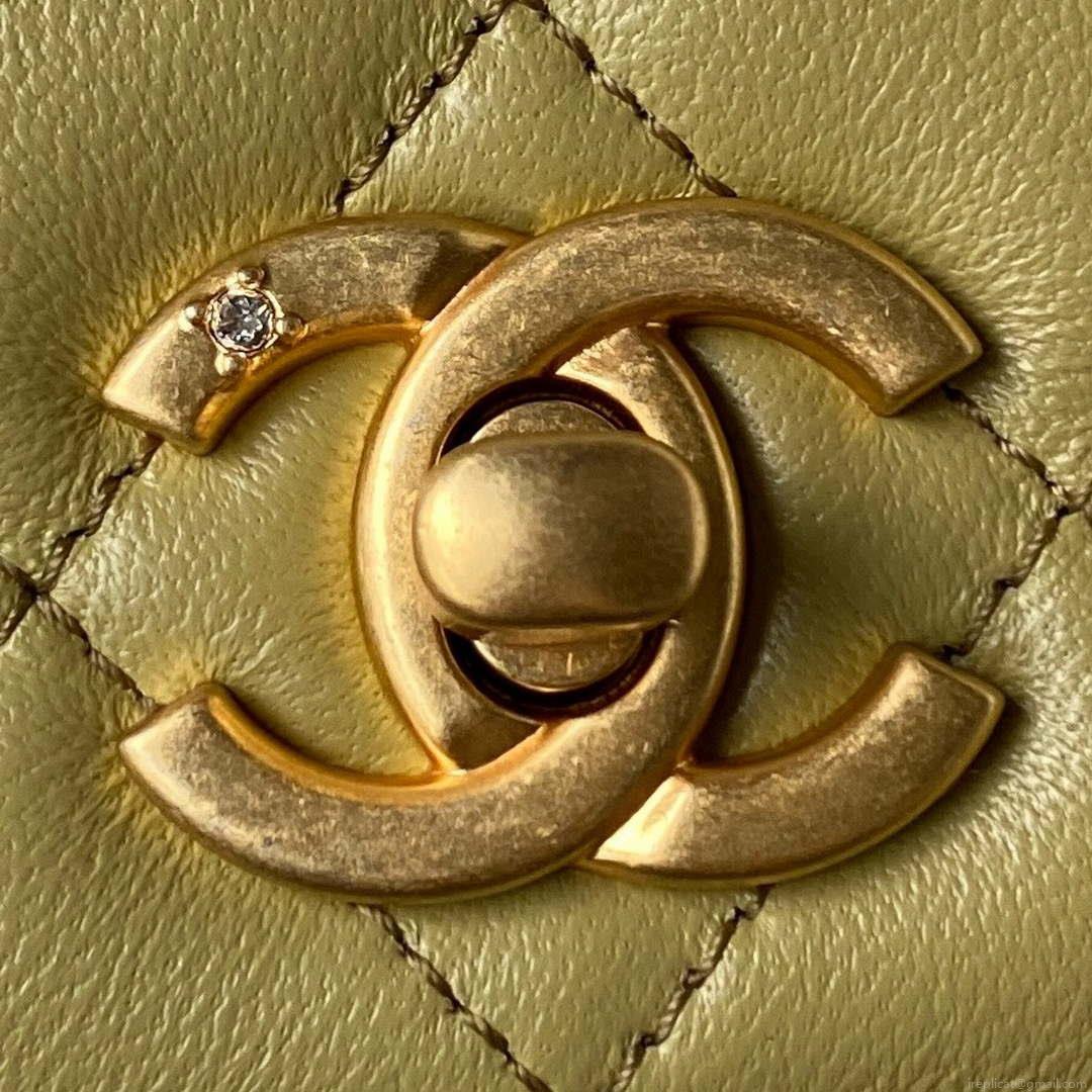 Chanel AP3424 Woc Mini Flap Bag Lambskin Lemon Yellow