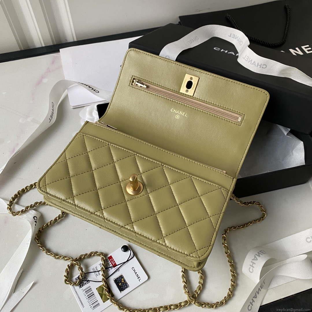 Chanel AP3424 Woc Mini Flap Bag Lambskin Lemon Yellow