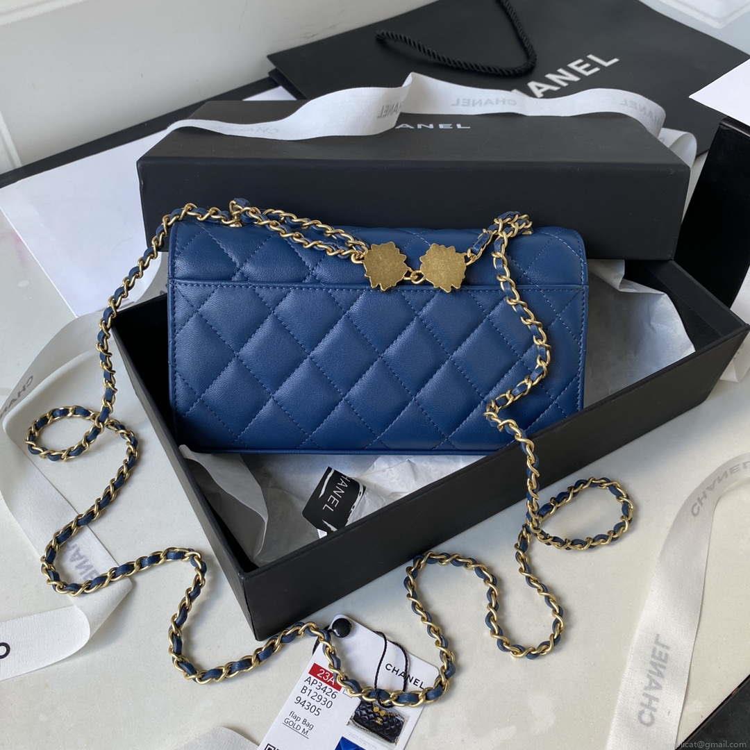 Chanel AP3426 Woc Mini Flap Bag Lambskin 17cm Blue