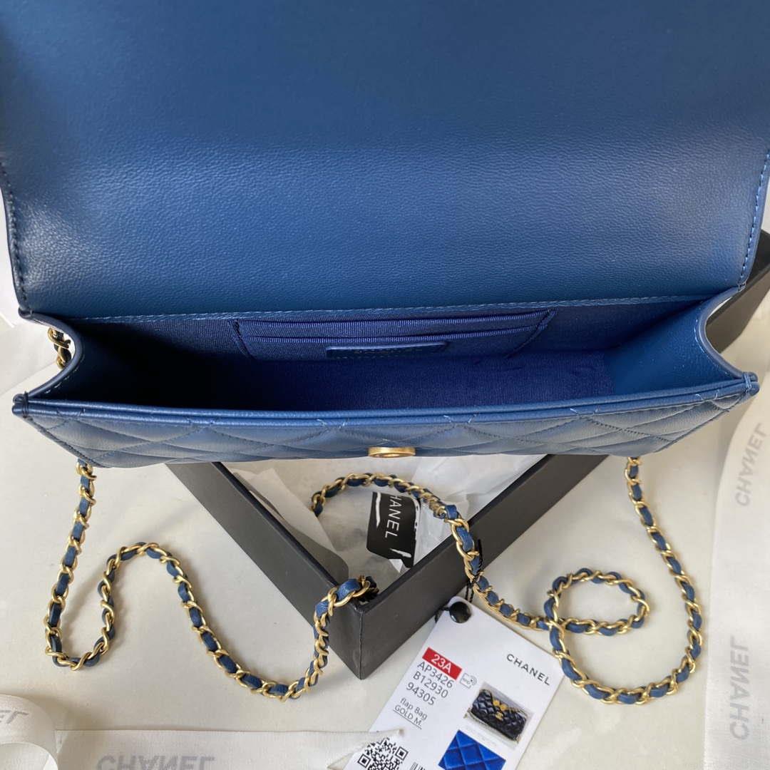 Chanel AP3426 Woc Mini Flap Bag Lambskin 17cm Blue