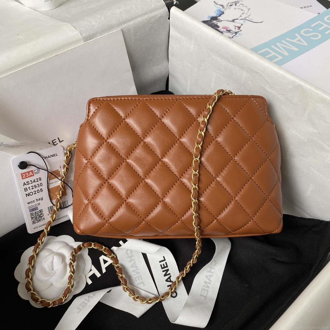 Chanel AS3429 Lambskin Bag Brown
