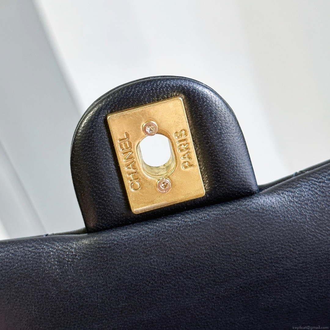 Chanel AS3712 Large EVENING BAG Lambskin & Gold Metal Black & Gold