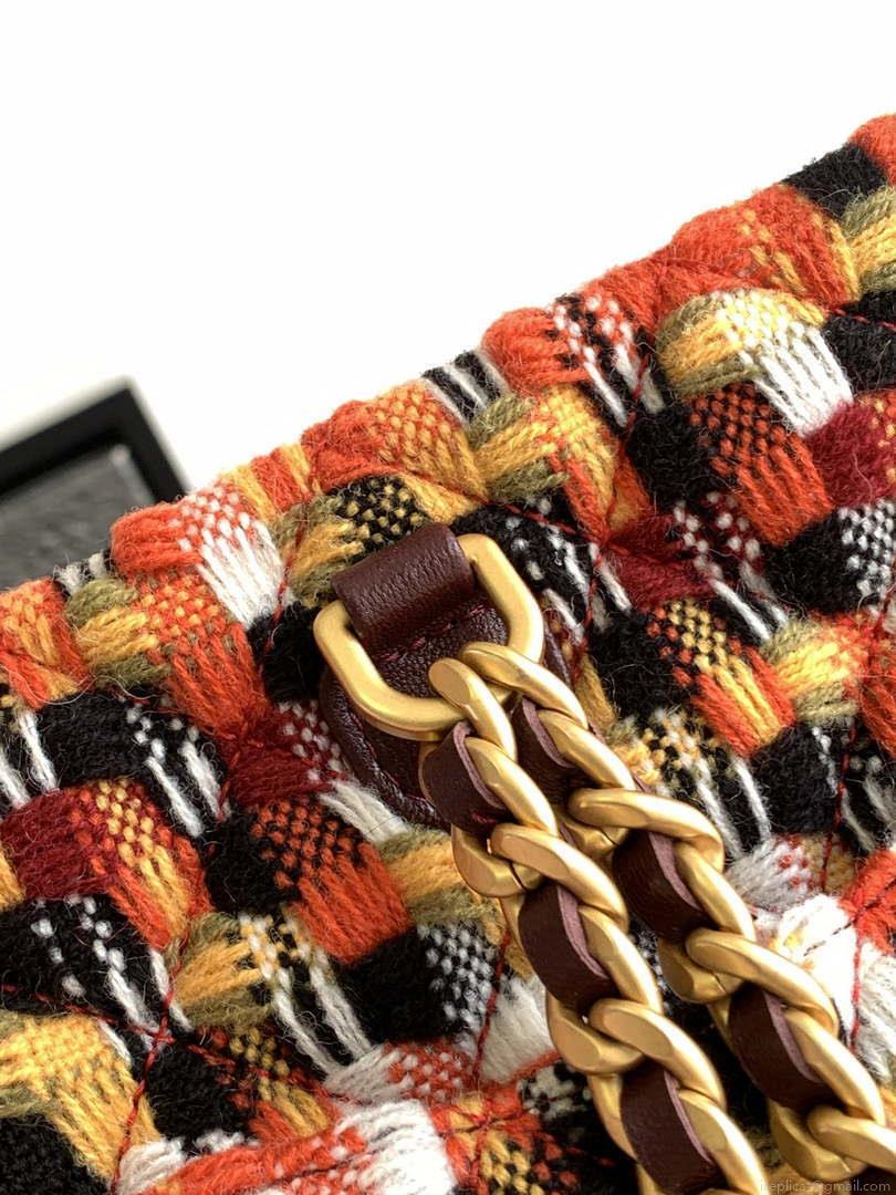 Chanel AS3947 Small Backpack Wool Tweed, Lambski & Gold-Tone Metal Orange