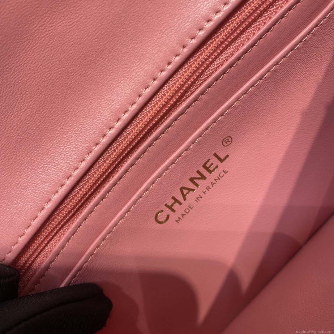 Chanel A1116 Mini Flap Classic Handbag Tweed & Gold-Tone Metal Pink
