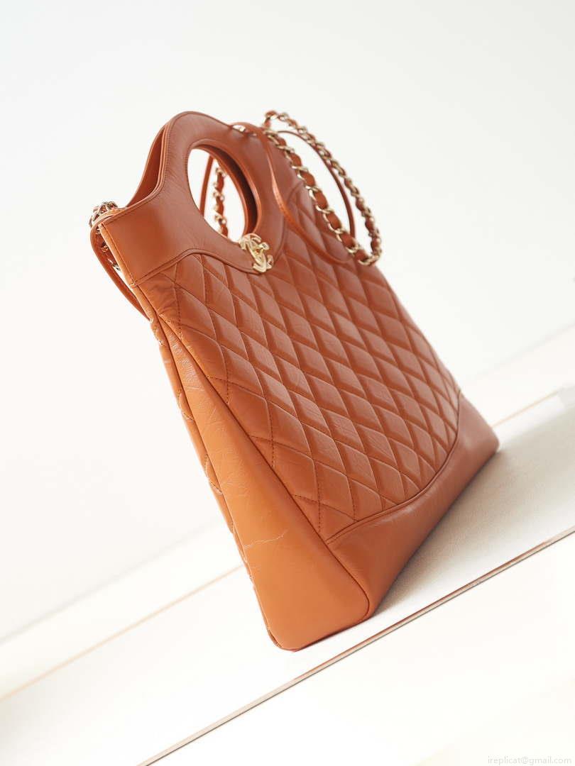 Chanel AS1010 31 Larage Shopping Bag Shiny Lambskin Light Orange