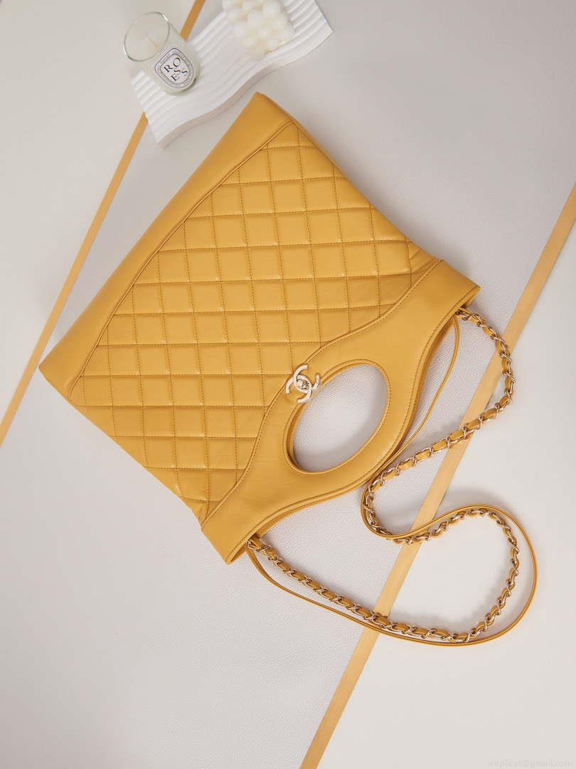 Chanel AS1010 31 Larage Shopping Bag Shiny Lambskin Yellow