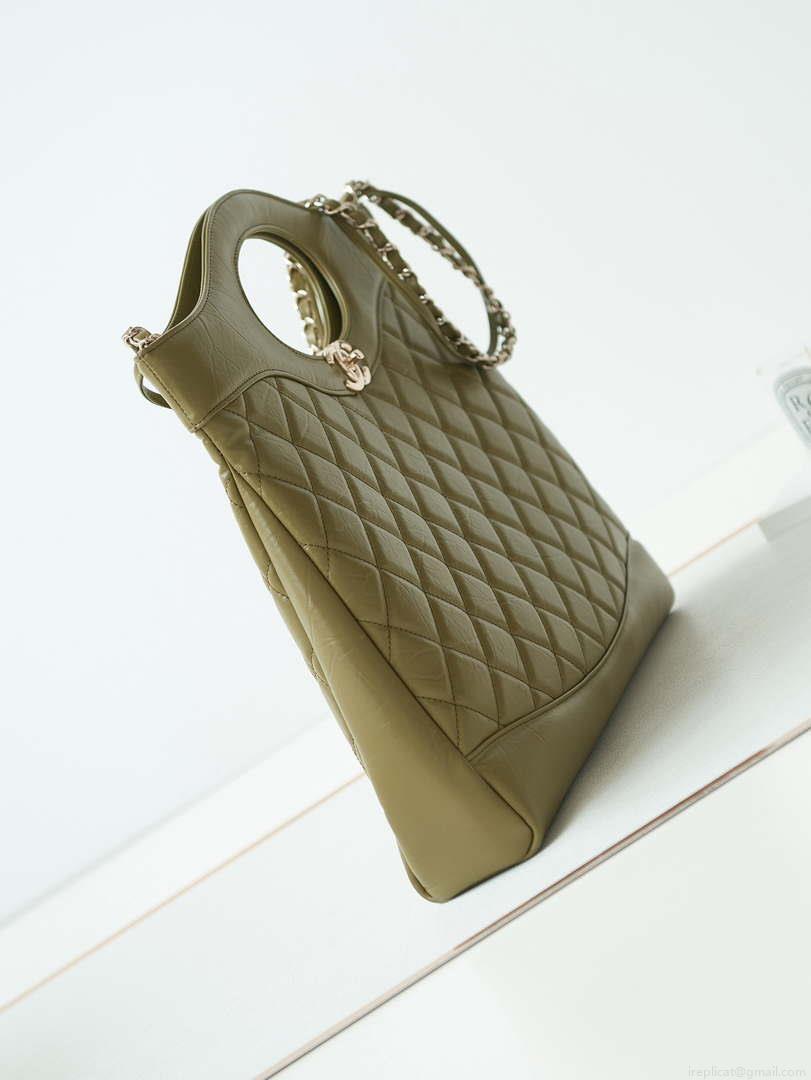 Chanel AS1010 31 Larage Shopping Bag Shiny Lambskin Green