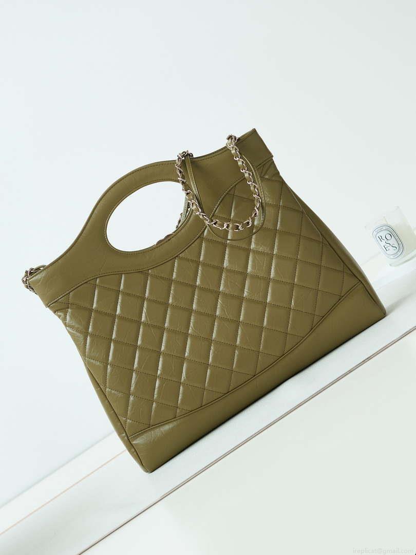 Chanel AS1010 31 Larage Shopping Bag Shiny Lambskin Green