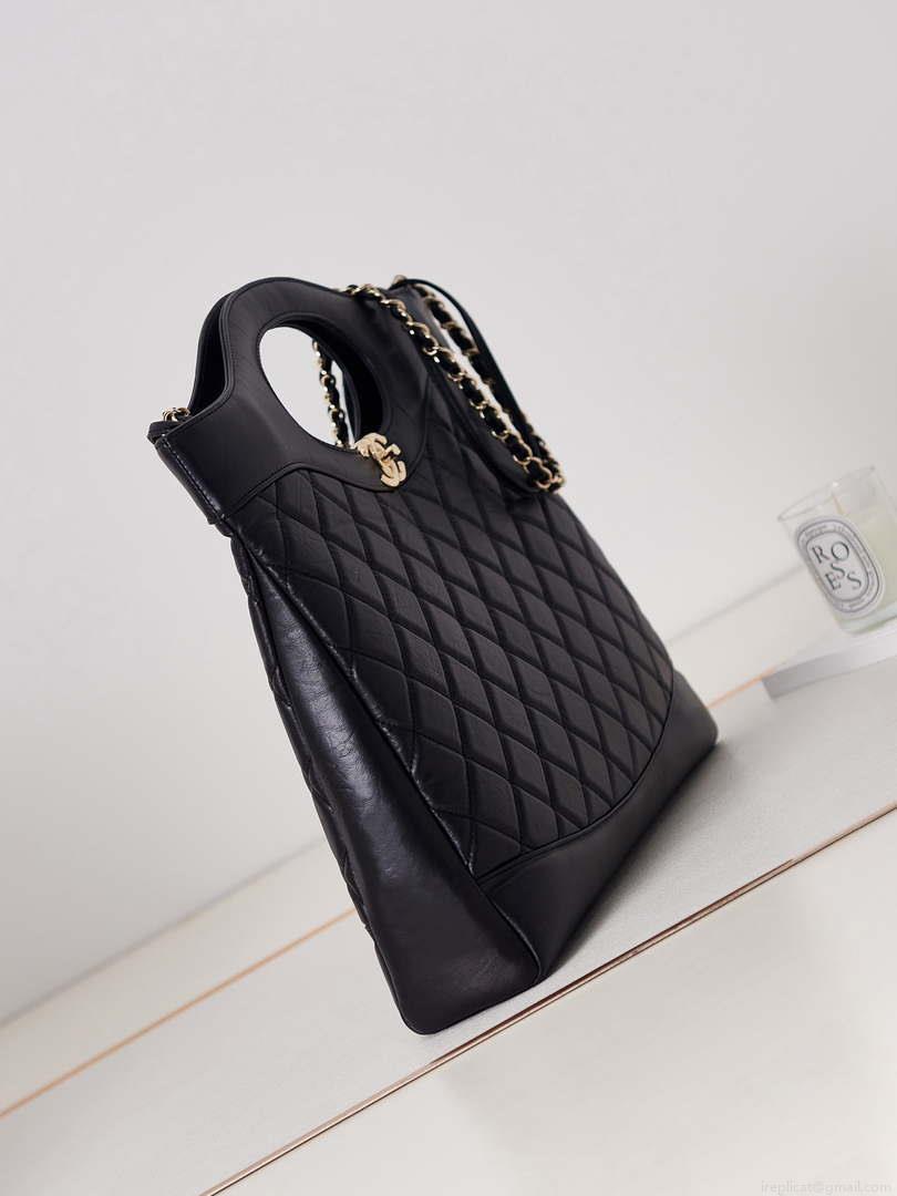 Chanel AS1010 31 Larage Shopping Bag Shiny Lambskin Black