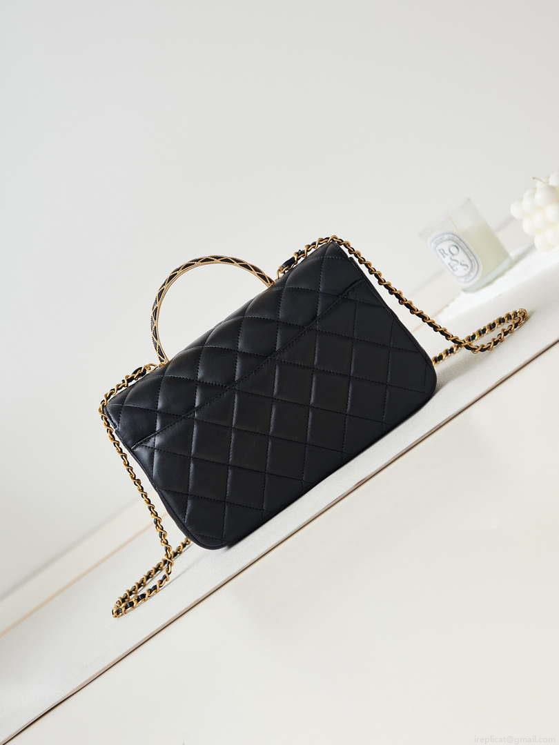 Chanel AS4232 Small Flap Bag With Top Handle Lambskin Black