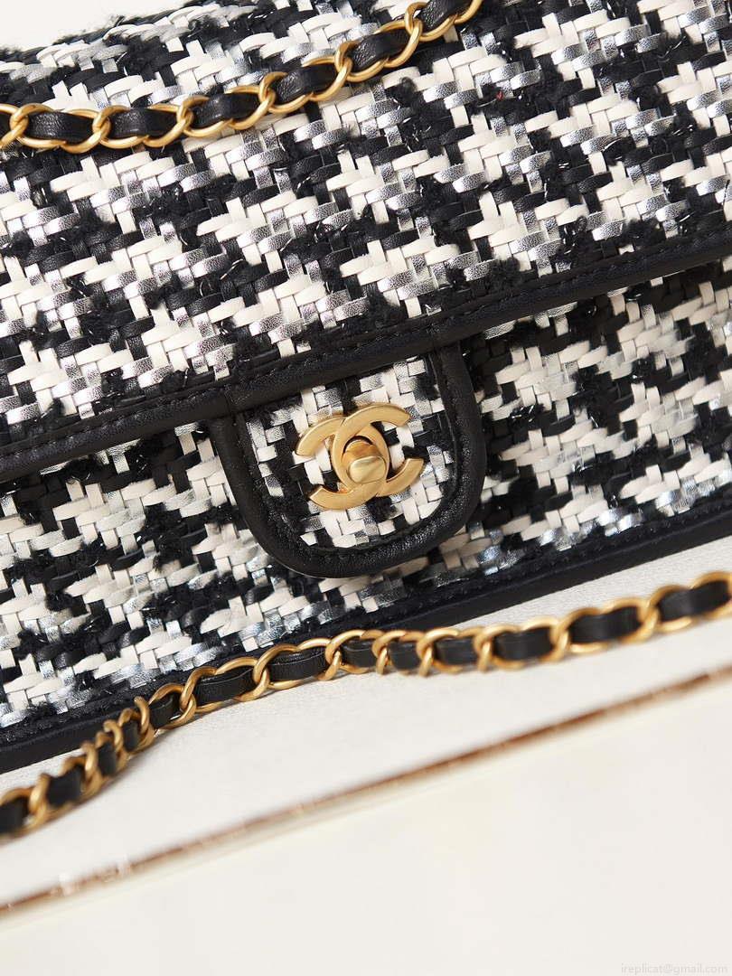 Chanel AS3767 Flap Bag Woven Lambskin Black
