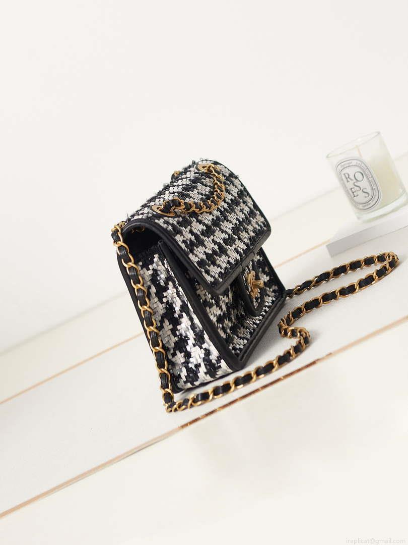 Chanel AS3767 Flap Bag Woven Lambskin Black
