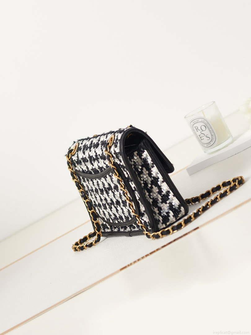 Chanel AS3767 Flap Bag Woven Lambskin Black