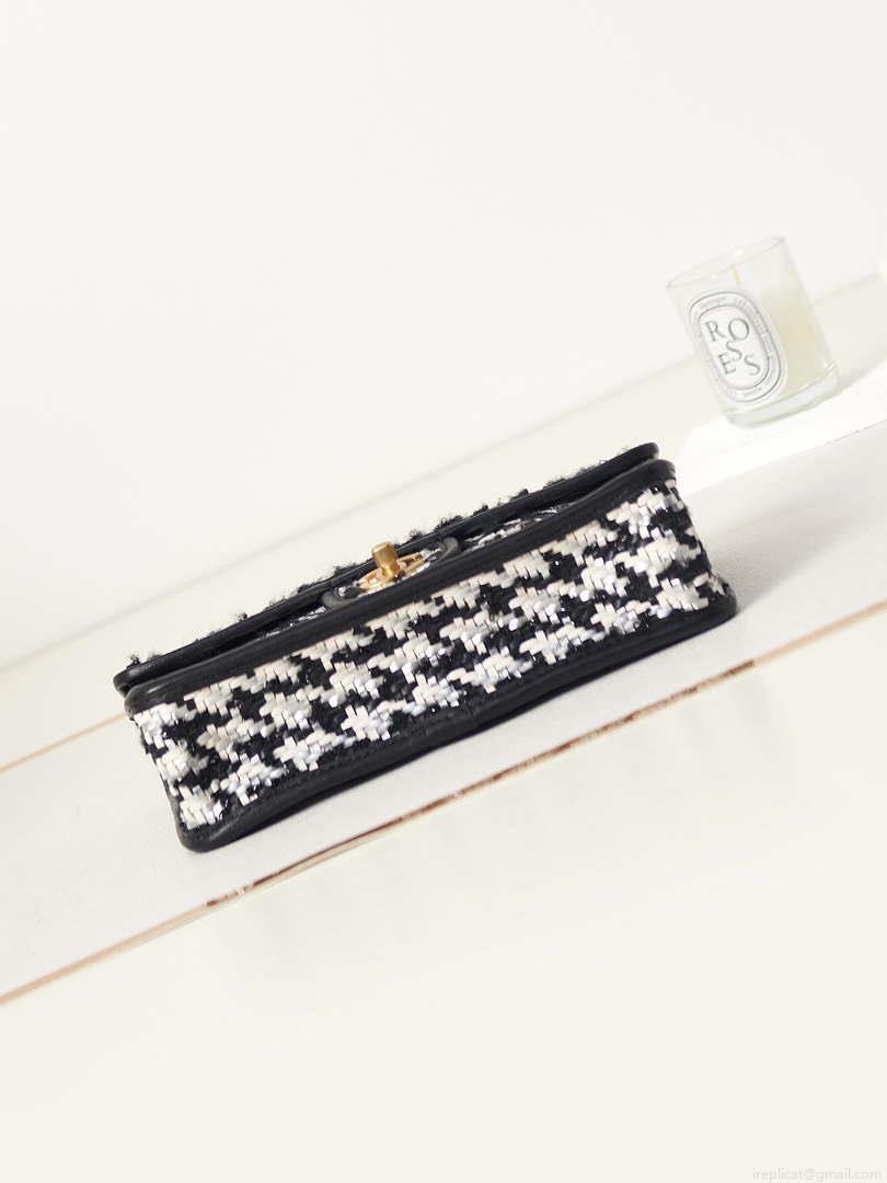 Chanel AS3767 Flap Bag Woven Lambskin Black