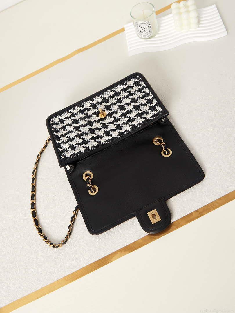 Chanel AS3767 Flap Bag Woven Lambskin Black