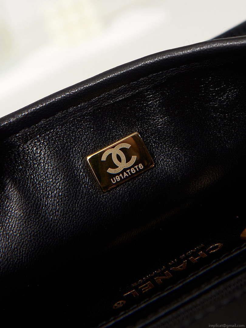 Chanel AS3767 Flap Bag Woven Lambskin Black