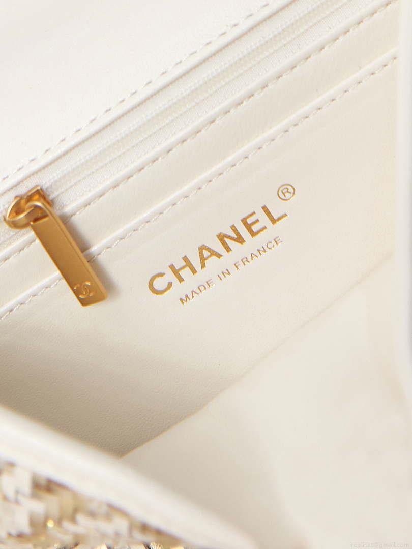 Chanel AS3767 Flap Bag Woven Lambskin White
