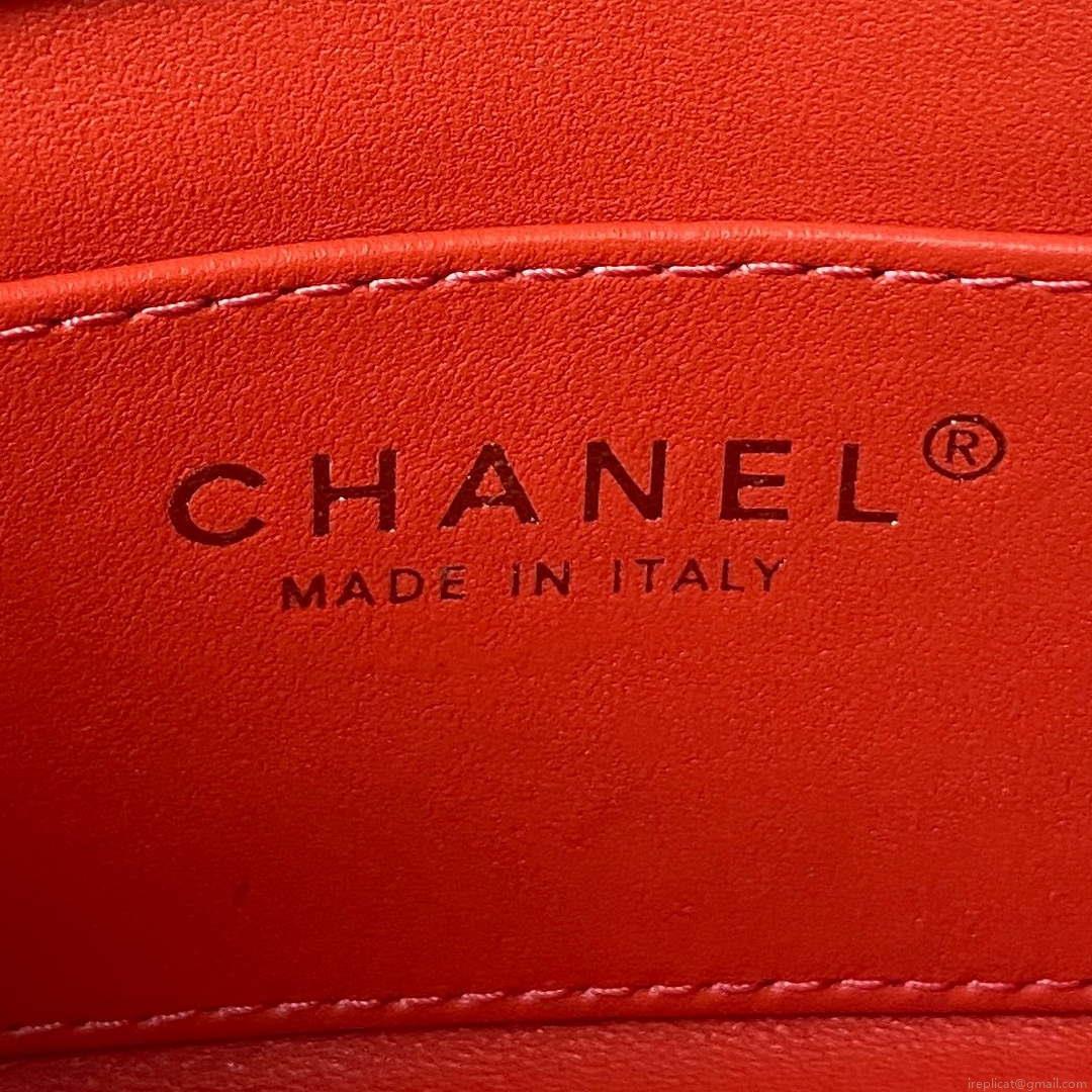 Chanel AS4165 Mini Flap Bag Lambskin Wenge Wood & Gold-Tone Metal Orange