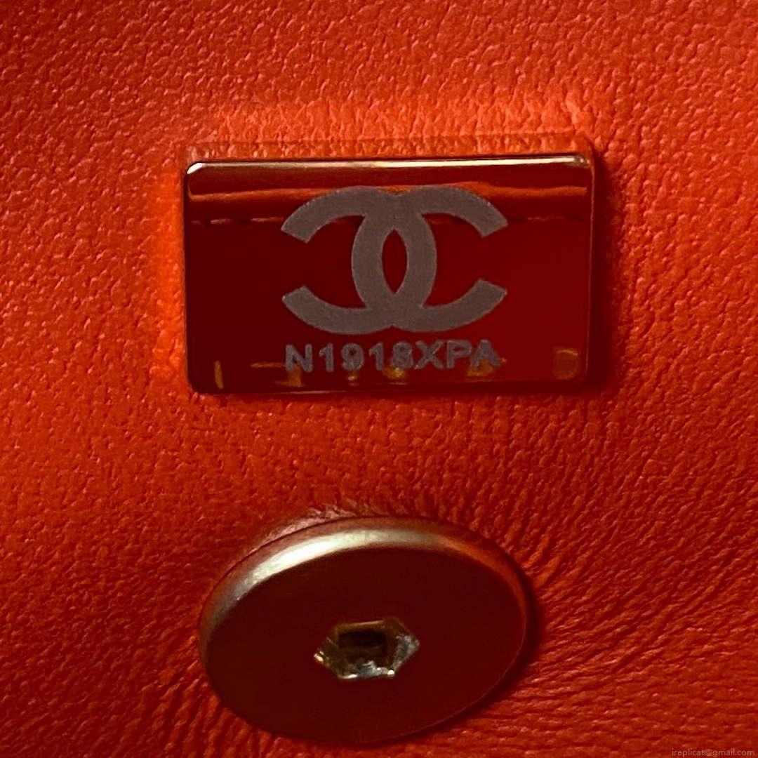 Chanel AS4165 Mini Flap Bag Lambskin Wenge Wood & Gold-Tone Metal Orange