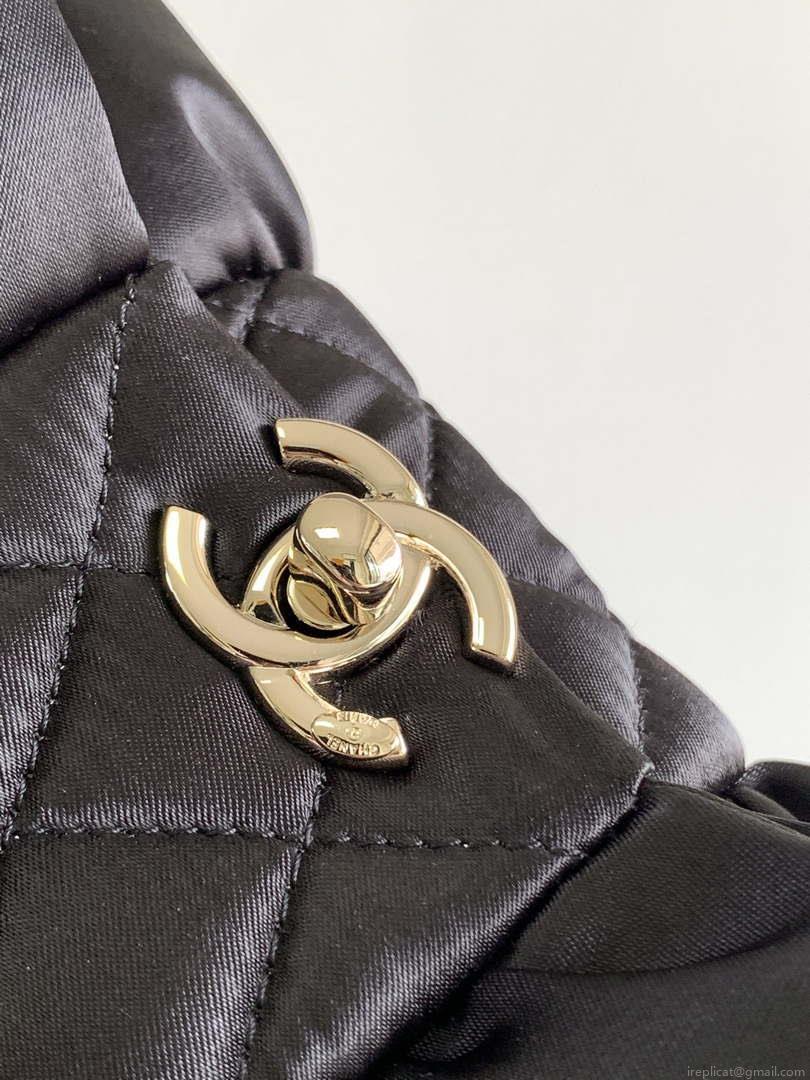 Chanel AS4098 23A Clutch satin bow evening bag Black